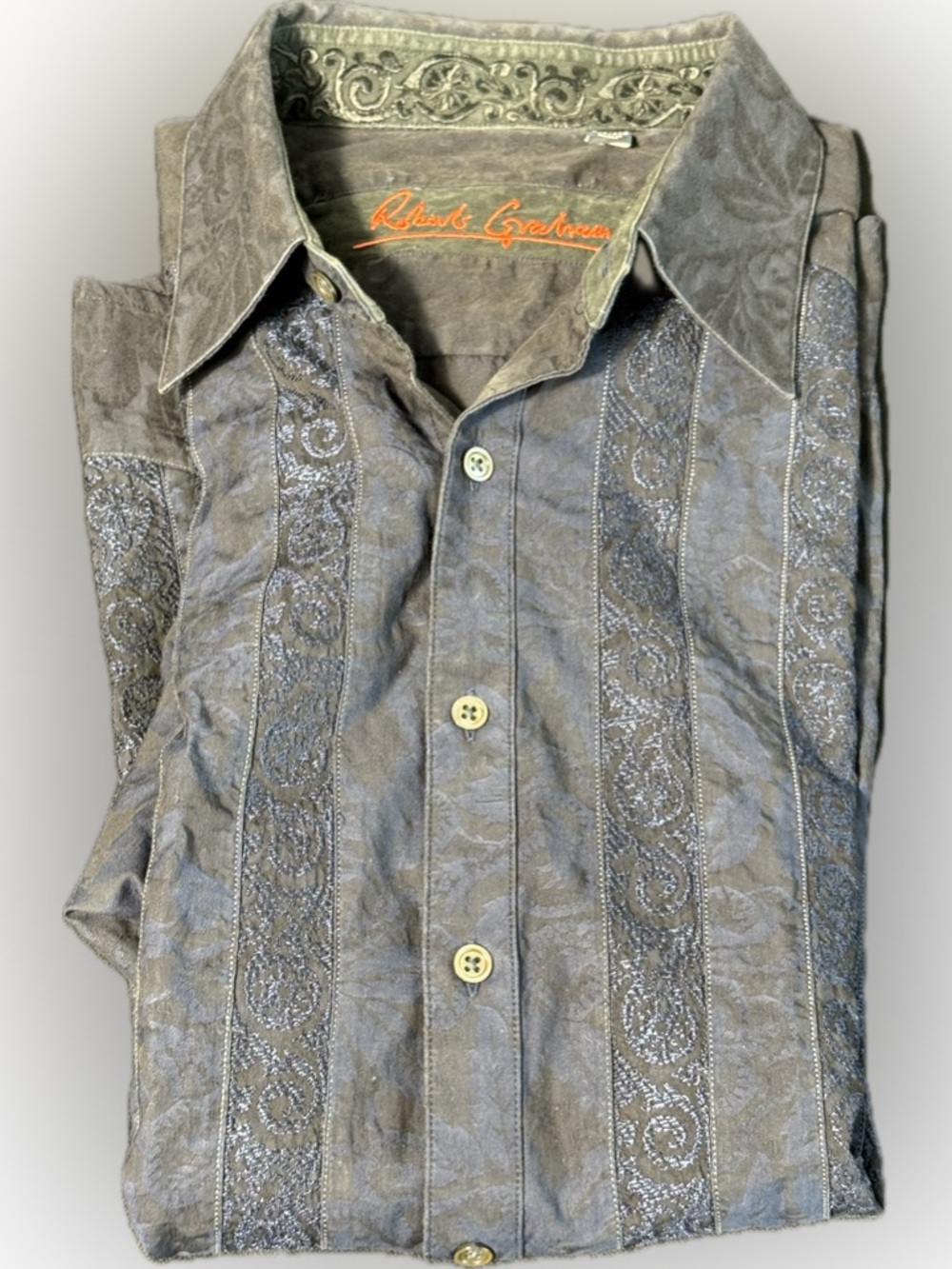 Robert Graham XXL Blue Stripe Paisley Print Button Down Shirt